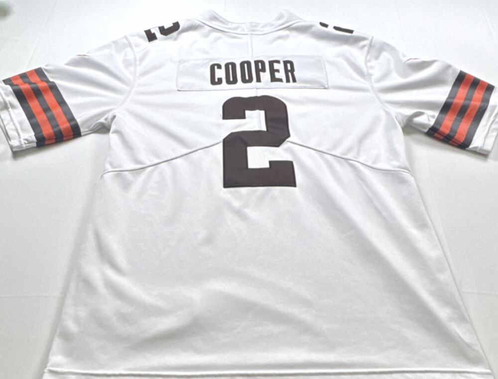 Nike NFL Cleveland Browns Cooper #2 White Brown Orange Black Jersey Football L